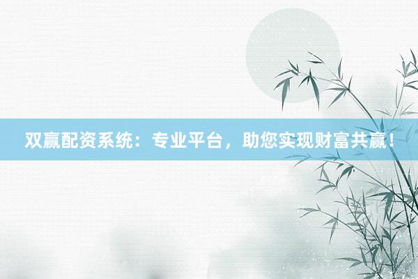 双赢配资系统：专业平台，助您实现财富共赢！