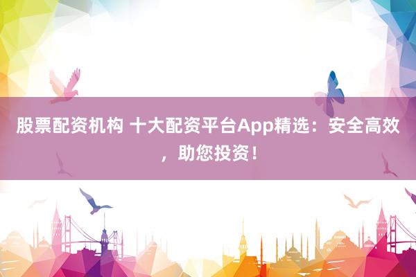 股票配资机构 十大配资平台App精选：安全高效，助您投资！