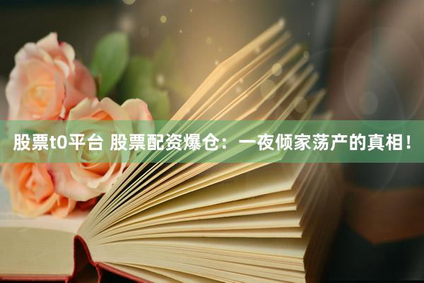 股票t0平台 股票配资爆仓：一夜倾家荡产的真相！