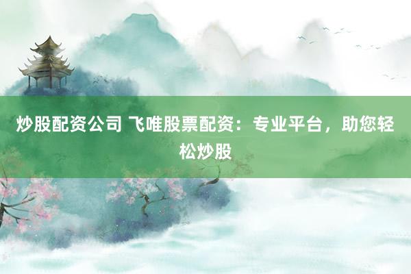 炒股配资公司 飞唯股票配资：专业平台，助您轻松炒股