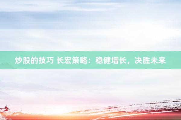 炒股的技巧 长宏策略：稳健增长，决胜未来