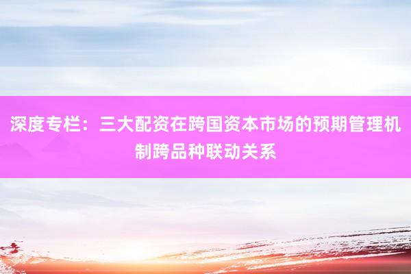 深度专栏：三大配资在跨国资本市场的预期管理机制跨品种联动关系