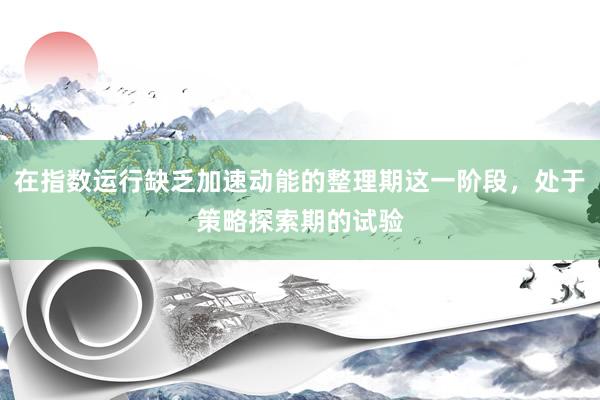 在指数运行缺乏加速动能的整理期这一阶段，处于策略探索期的试验